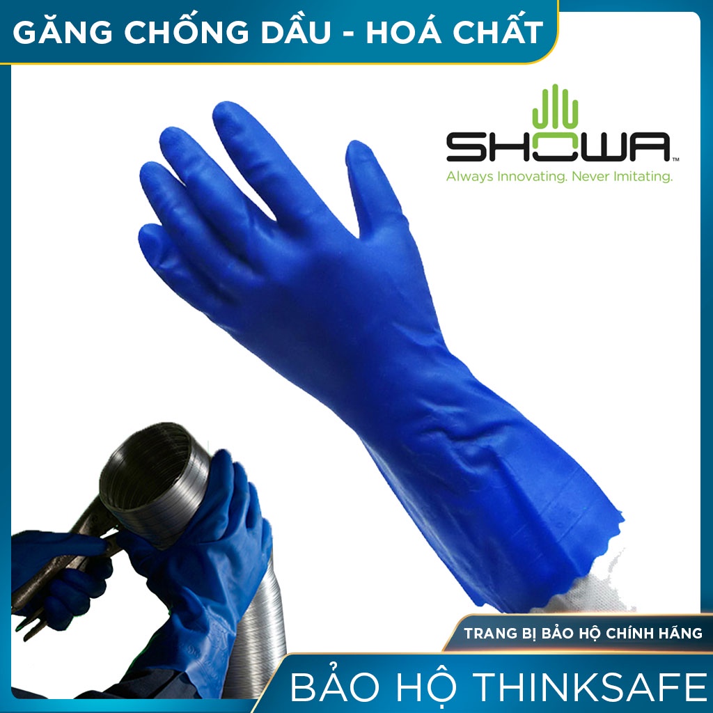 Găng tay chịu dầu Thinksafe, bao tay cao su chống hóa chất, chuyên dùng thao tác sửa chữa máy móc - Showa 160