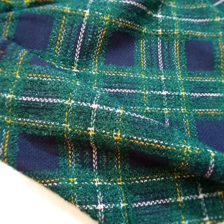 vải dạ tweed kẻ xanh lá