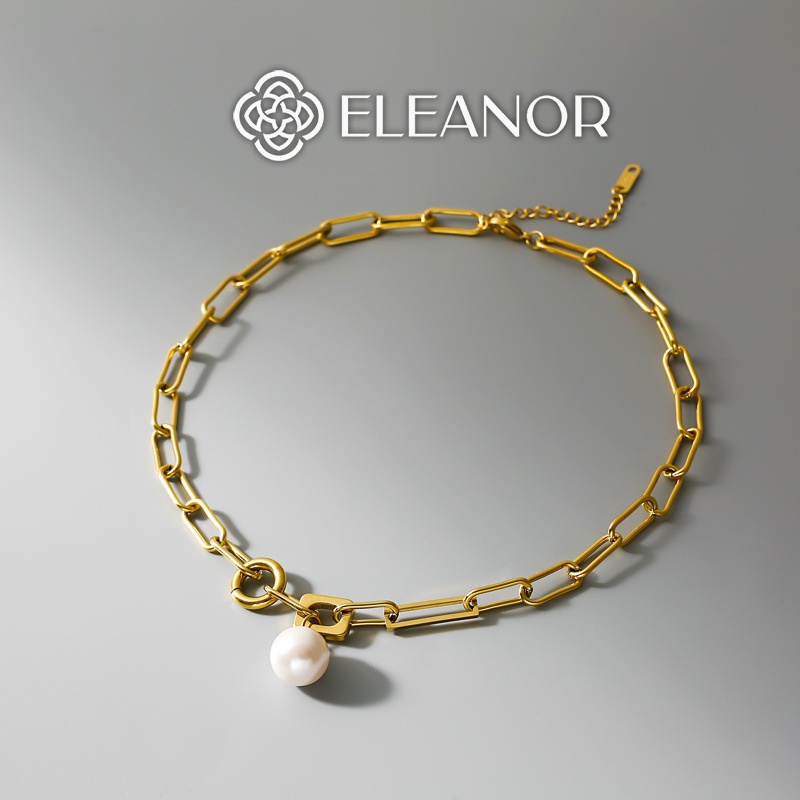 Dây chuyền nữ mắt xích Eleanor Accessories ngọc trai nhân tạo phụ kiện trang sức cá tính