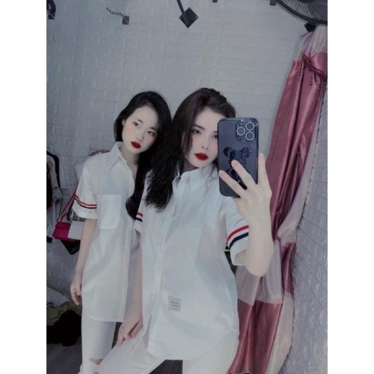 Áo Sơ Mi THOM Tay Ngắn Dáng Rộng Thiết Kế Mới Thời Trang Mùa Hè Phong Cách Hàn Quốc Trẻ Trung Cho Nữ