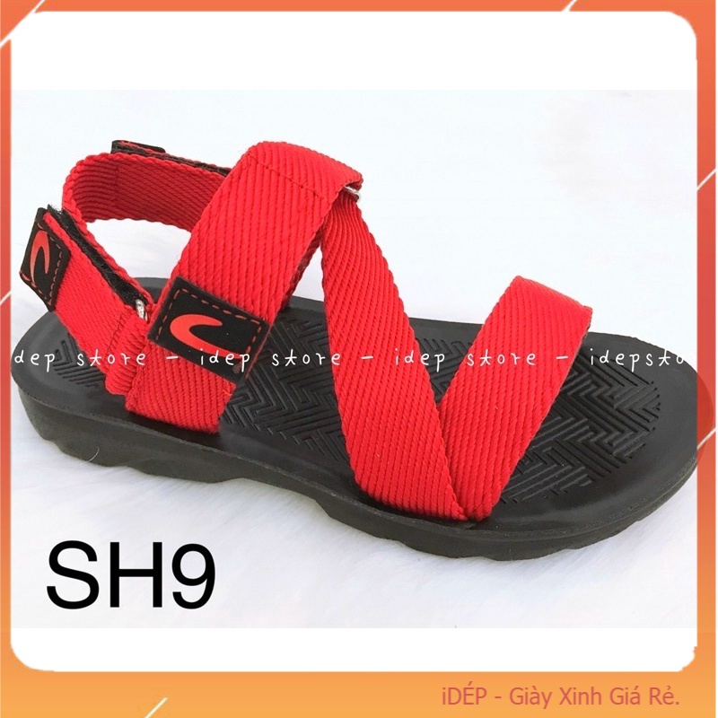 Giày sandal unisex quai Đỏ chữ Z GL034 - Xăng đan dây dù nam nữ đế đúc PU siêu bền SH9 IDEP