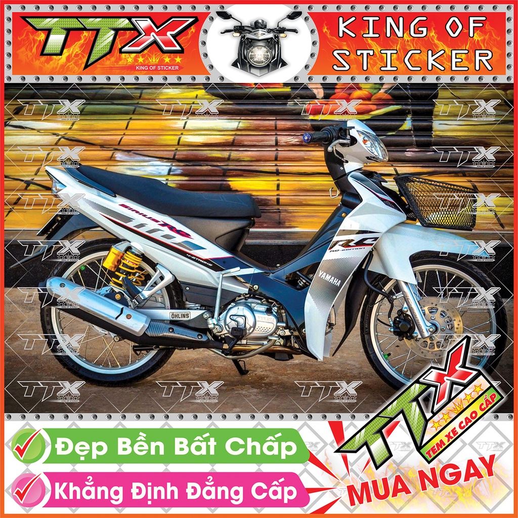 Tem Xe Sirius RC 110 Trắng Xám Đỏ - Tem Sirius Chỉ Đỏ Đen Trắng Xám Siêu Đẹp - Mẫu Team Sirius Trắng Xám Đỏ