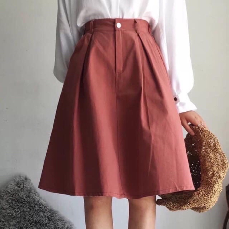 Chân váy midi chất kaki - hình thật chính chủ 2 màu