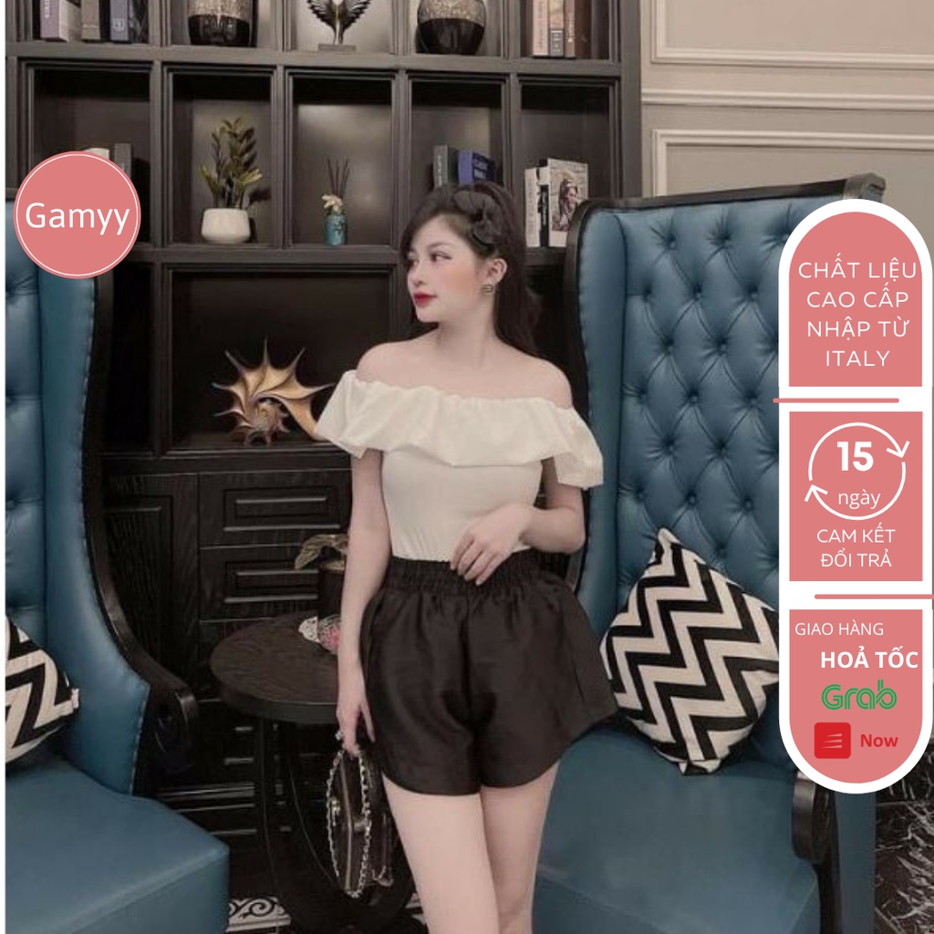 Áo trễ vai Gamyy vải cotton dáng ôm xoè nữ tính