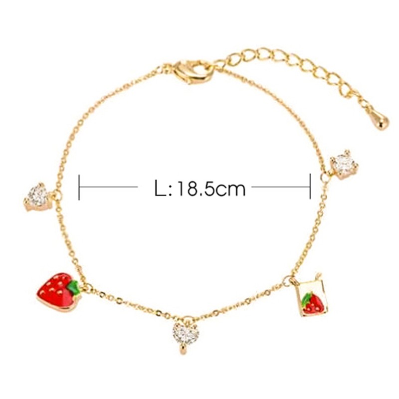 Vòng đeo tay kiểu dáng trái dâu tây phong cách Hàn Quốc cho nữ