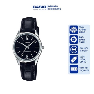 Đồng hồ nữ casio ltp-v005l-1b, đồng hồ chính hãng, dây da đen, mặt đen