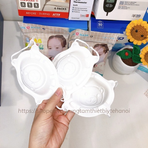 Set 3 chiếc khẩu trang gấu 3D UNI MASK cho bé 0-3 tuổi - Khẩu trang cho bé sơ sinh kháng khuẩn - TIÊU CHUẨN NHẬT BẢN