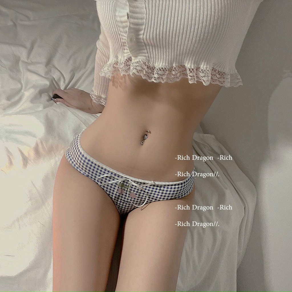 Quần Lót Nữ Cotton ❤️FREESHIP❤️ Set Cotton Cao Cấp Kẻ Viền Bèo Thắt nơ mẫu L104