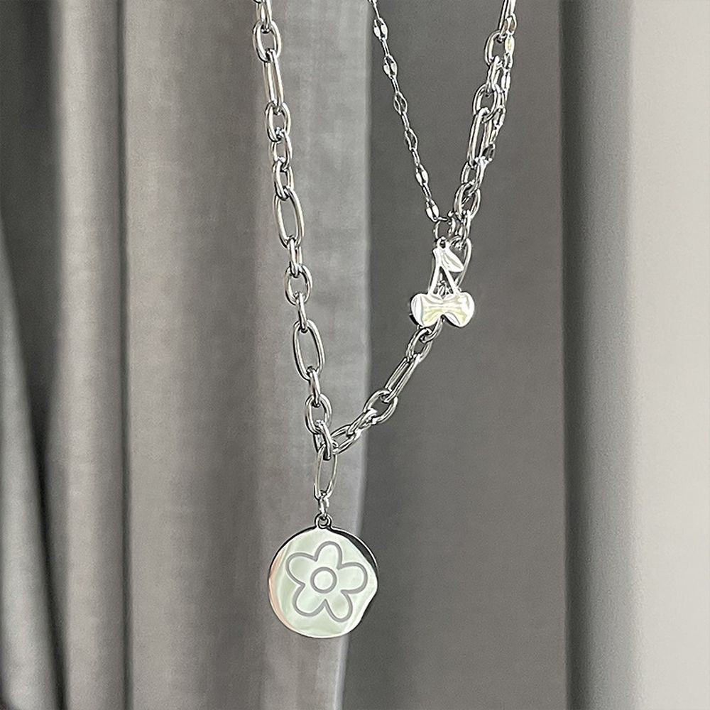 Vòng Cổ Choker Hai Lớp Mặt Hình Quả Cherry Nhiều Màu Thời Trang Cổ Điển Cho Nữ