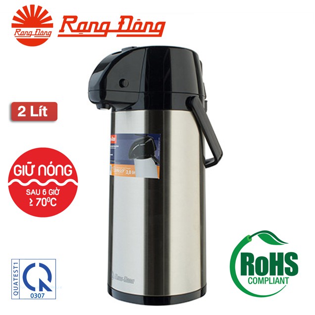 Phích Giữ Nhiệt Inox Cao Cấp Rạng Đông 1L-2L, Có Cần Bơm Nước, Đế Xoay 360 Độ | BigBuy360 - bigbuy360.vn