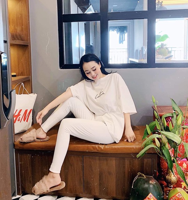 Set Bộ Phông Thêu Chữ Quần Dài Cao Cấp (Video + Ảnh Thật)