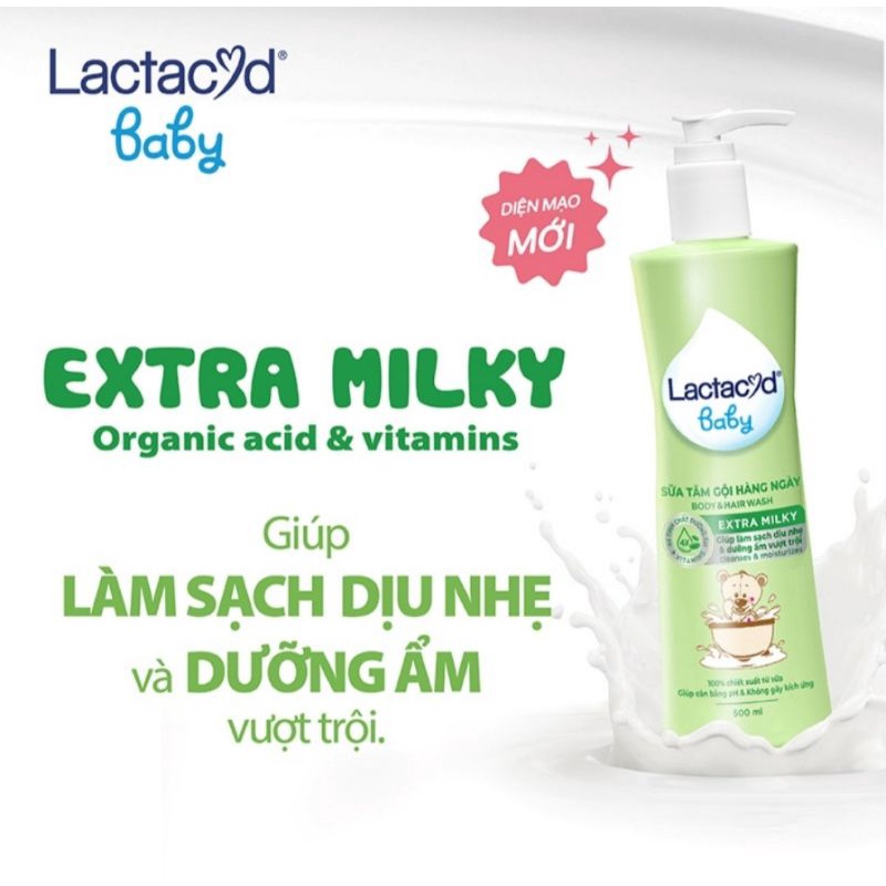 Sữa Tắm Gội Trẻ Em Lactacyd Milky ⚡ Tặng quà ⚡ Chai 500ml Giúp bảo vệ và nuôi dưỡng da, tóc bé hiệu quả