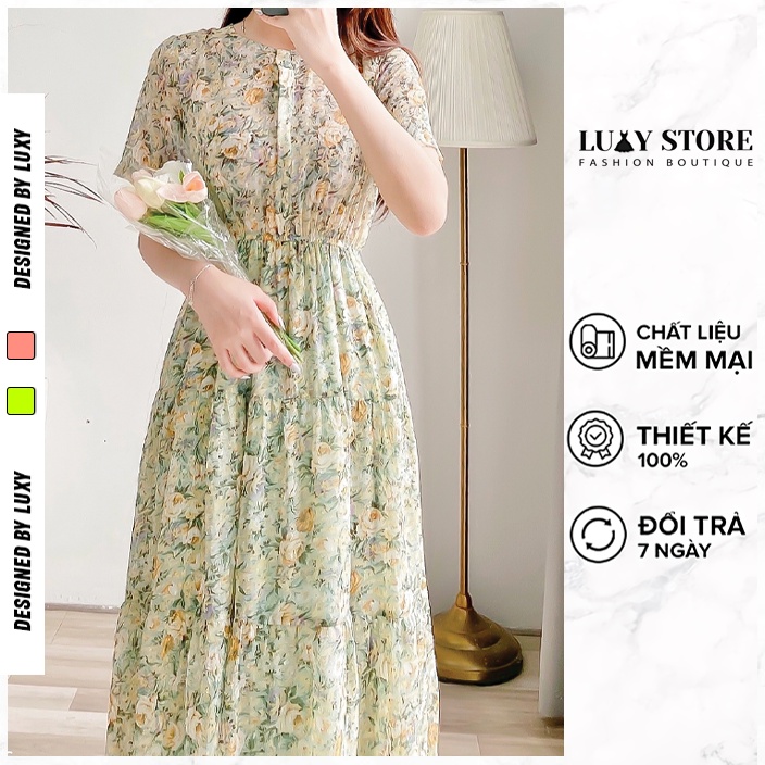 Đầm nữ LUXY V10505 thiết kế hoa nhí tiểu thư sang chảnh, vải voan mềm mịm