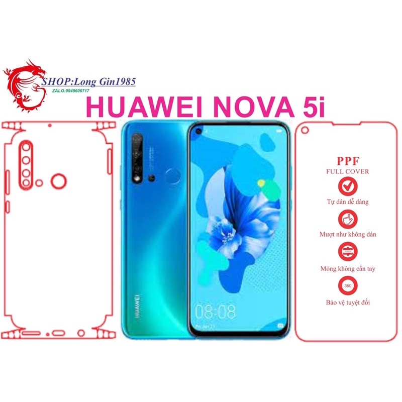 Huawei Nova 5i miếng dán trong Ppf mặt sau và mặt trước chống va đập chống trầy xước