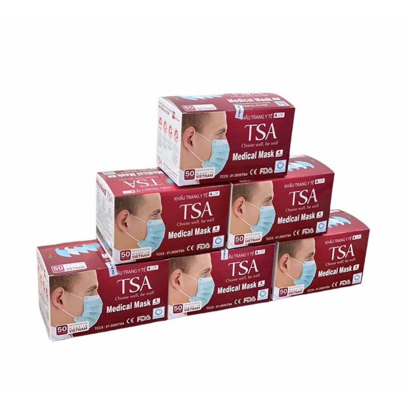 Khẩu Trang Y Tế Vải Kháng Khuẩn TSA 4 Lớp (Hộp 50 Chiếc) | BigBuy360 - bigbuy360.vn