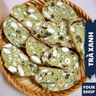 BISCOTTI Nguyên Cám VỊ Matcha Trà Xanh by Yourshop Bánh Ngũ Cốc Nướng Ăn Kiêng