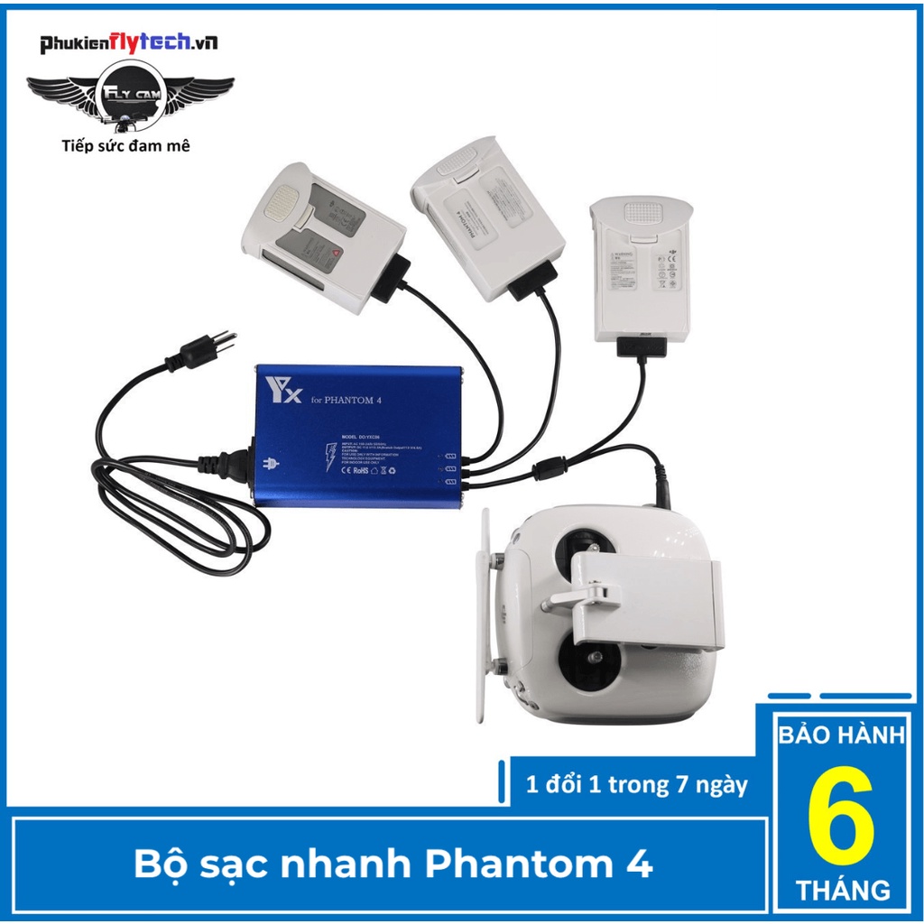 Sạc nhanh 4in1 Phantom 4 - chính hãng Yxtech - phụ kiện flycam DJI Phantom 4 - Sạc đồng thời 3 Pin + 1 Khiển.