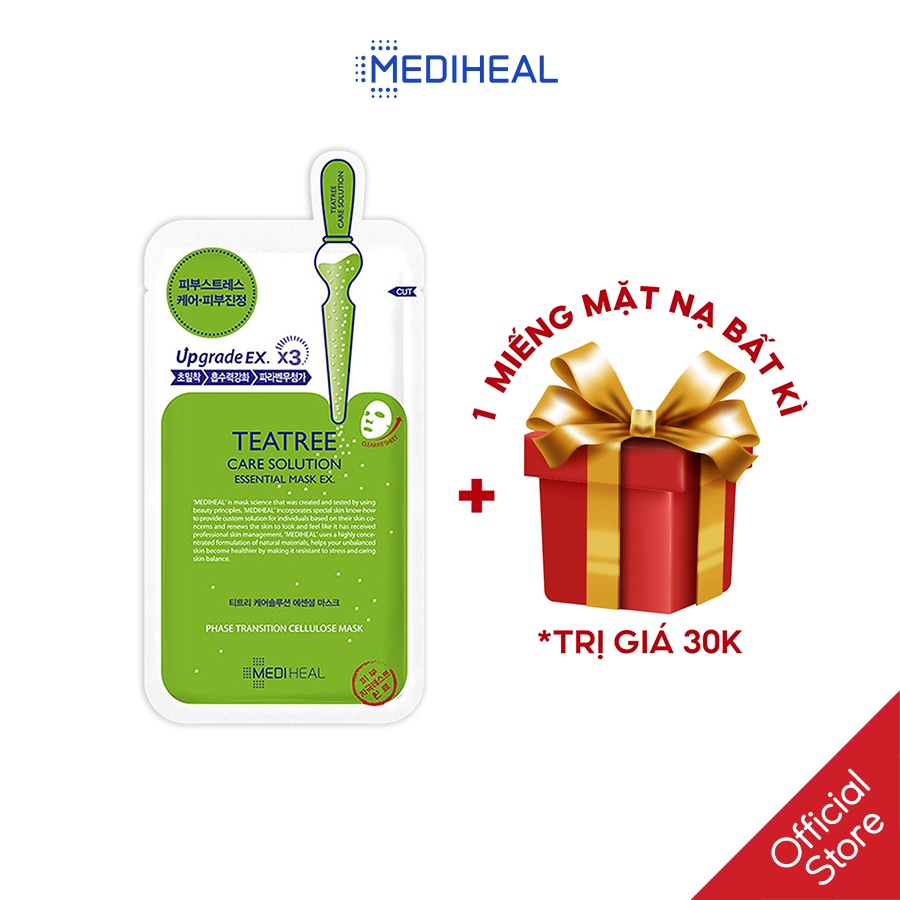 Mặt Nạ Tinh Chất Tràm Trà Ngăn Ngừa Mụn Mediheal Tea tree Care Solution Essential Mask Ex 24ml [K1]