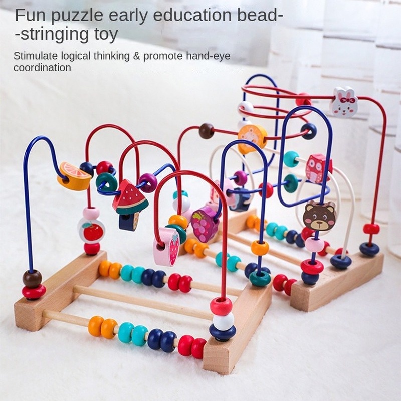 Đồ Chơi Xỏ Hạt Gỗ Hoạt Hình Động Vật Trái Cây Giáo Dục Sớm Cho Bé GYLMY93