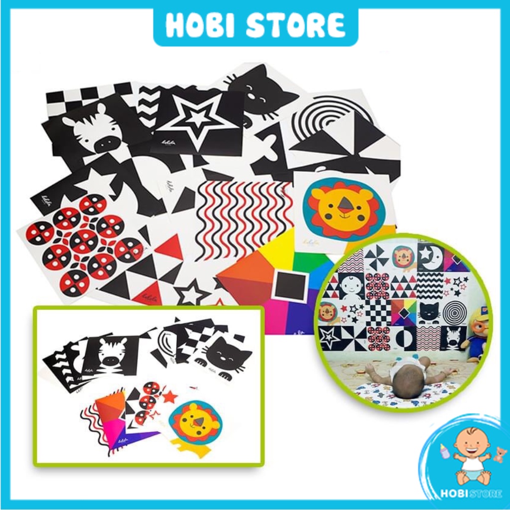 Bộ thẻ decal dán tường - kích thích thị giác chuẩn phương pháp Montessori - Hobi Store
