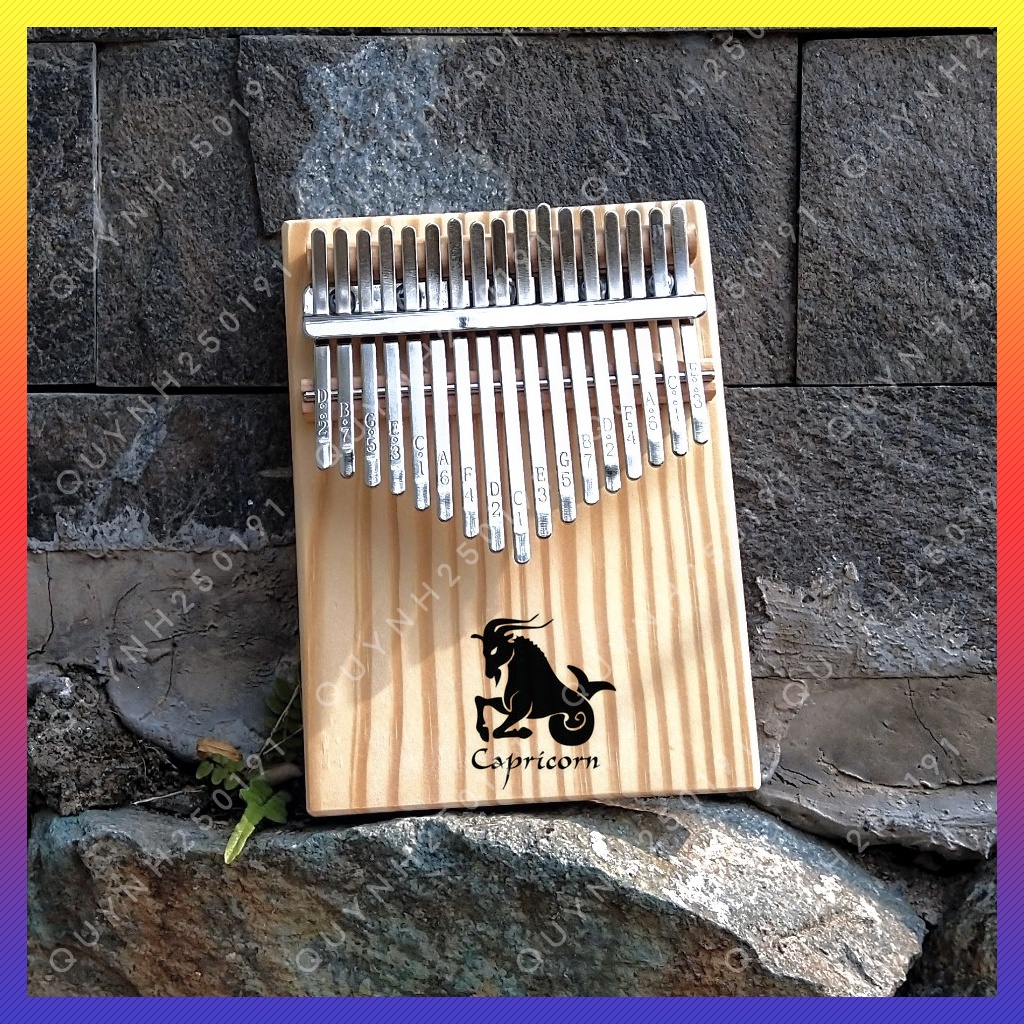 Đàn Kalimba 17 Phím Khắc Hình 12 Cung Hoàng Đạo - Đàn Kalimba Nguyên Khối Gỗ Thông Cao Cấp Tặng Full Phụ Kiện