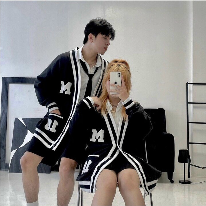 Áo khoác cardigan cặp chất nỉ bông form rộng dày dặn cao cấp nam nữ phù hợp