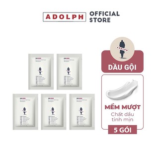 Combo 5 gói Dầu gội mềm mượt phục hồi tóc hư tổn Adolph Smooth & Silky Shampoo