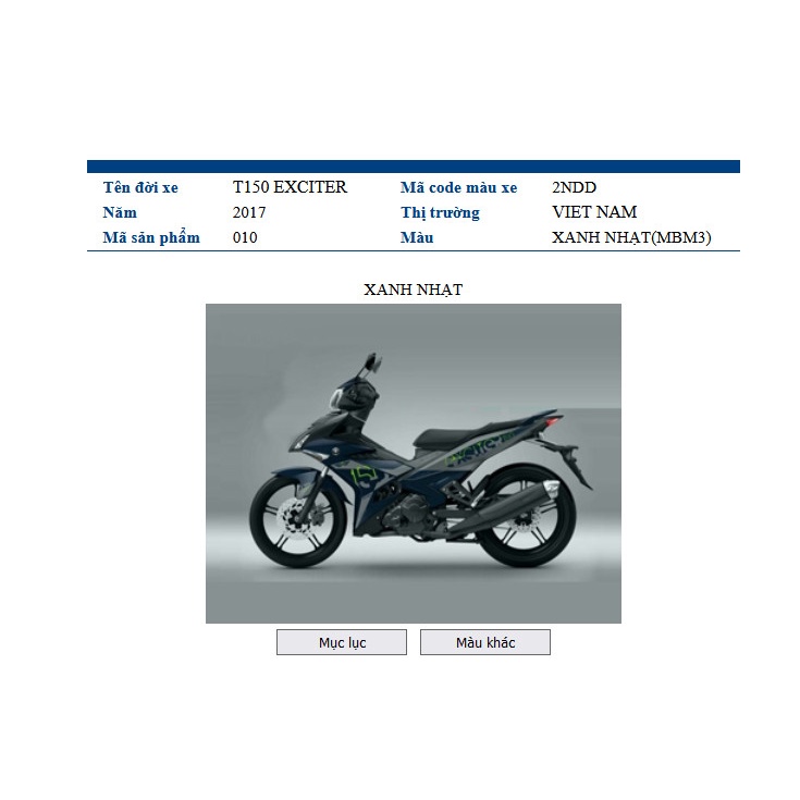 Mão ốp đầu xanh mờ 960 Yamaha Exciter 150 đời 2015-2018 zin chính hãng 100%