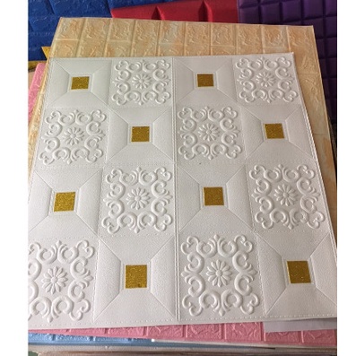 Xốp dán tường hoa văn tem nhũ nhiều màu sang nhất hiện nay trắng mẫu mới nhất , kt 70*70 cm
