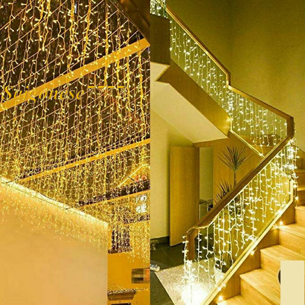 (4m*50cm) 16 Dây Đèn 110 Bóng Đèn Led Đom Đóm Fairy Light- Rèm Đèn Chống Nước Trang Trí Tiệc Sân Vườn Noel Lễ Tết