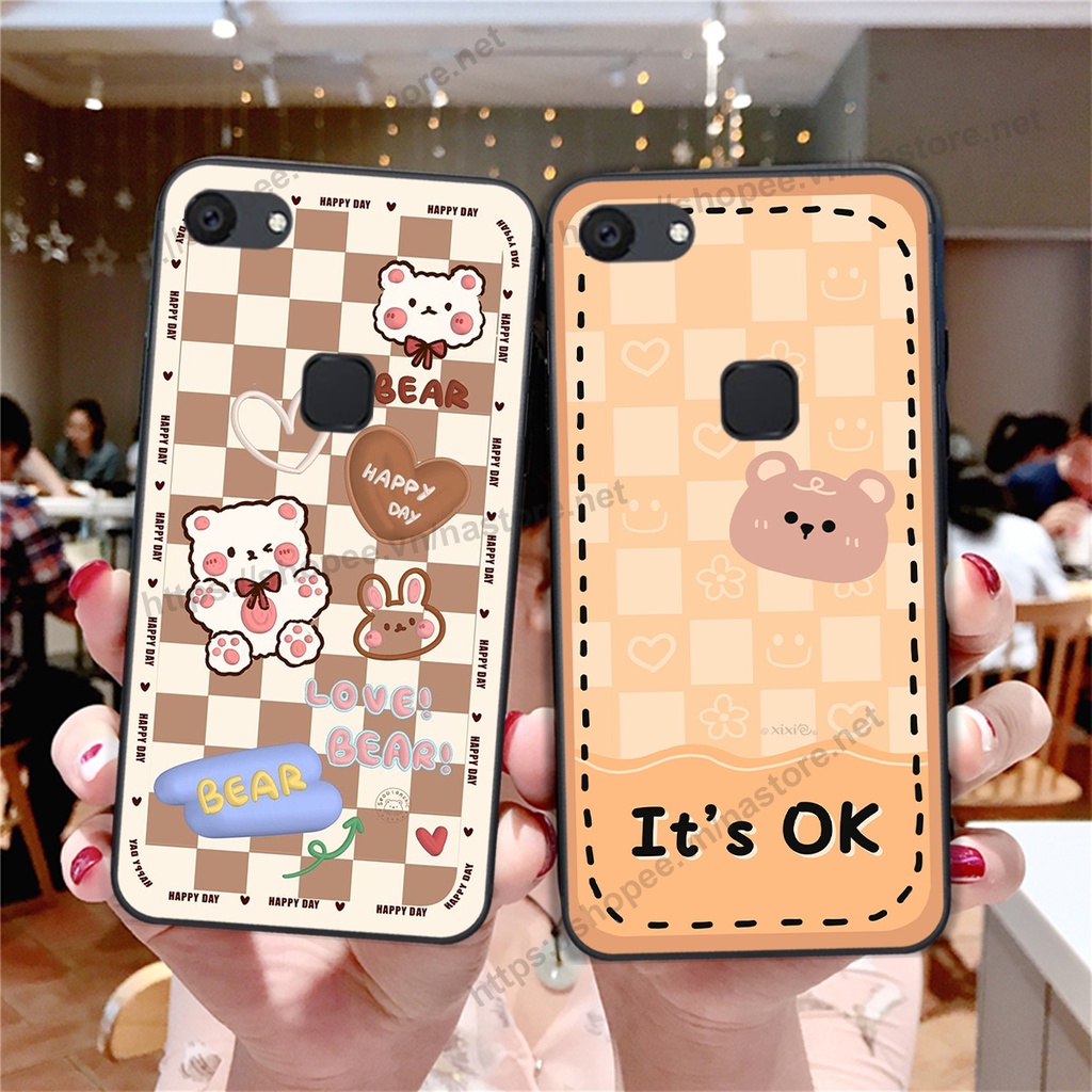 Ốp lưng Vivo V7 / V7 Plus / V7+ trái tim hình gấu cute cá tính, giá rẻ, cực bền