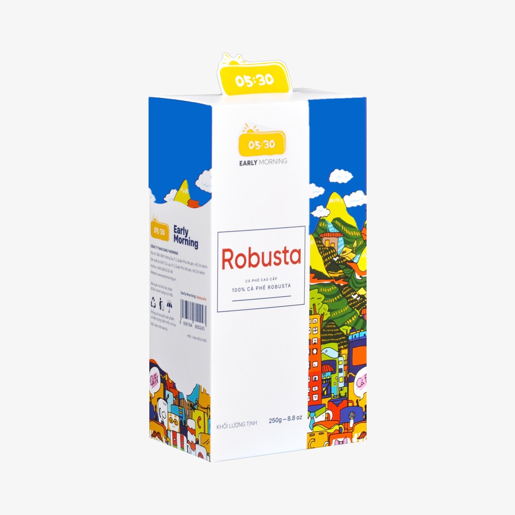 Cafe hạt Robusta nguyên chất cao cấp EARLY MORNING, cà phê hạt rang xay pha phin pha máy 250gr | BigBuy360 - bigbuy360.vn