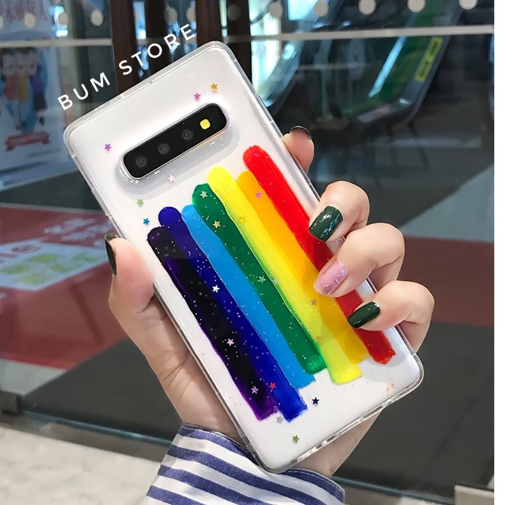 Ốp Lưng Samsung Galaxy Note 10 Plus / Note 10 / S10 Plus / S10  / Note 9 Trong Suốt Họa Tiết Cầu Vồng