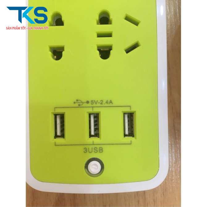 Ổ điện 16 lỗ chống giật cao cấp Xanh có cổng USB tiện dụng