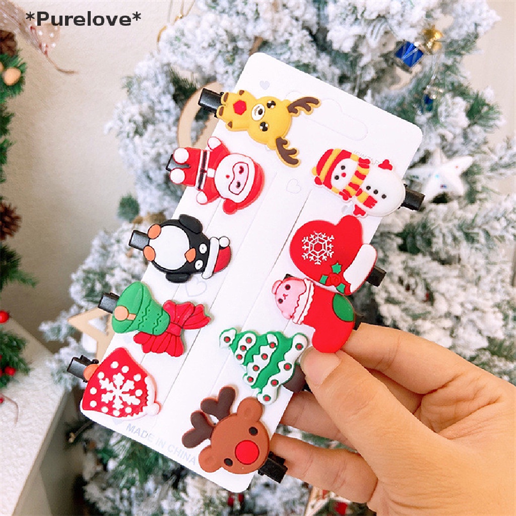 Set 10 Kẹp Tóc Hình Cây Thông Giáng Sinh Dễ Thương Xinh Xắn