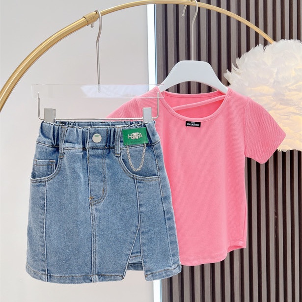 Chân Váy Denim Lưng Cao Thời Trang 2022 Dành Cho Bé Gái