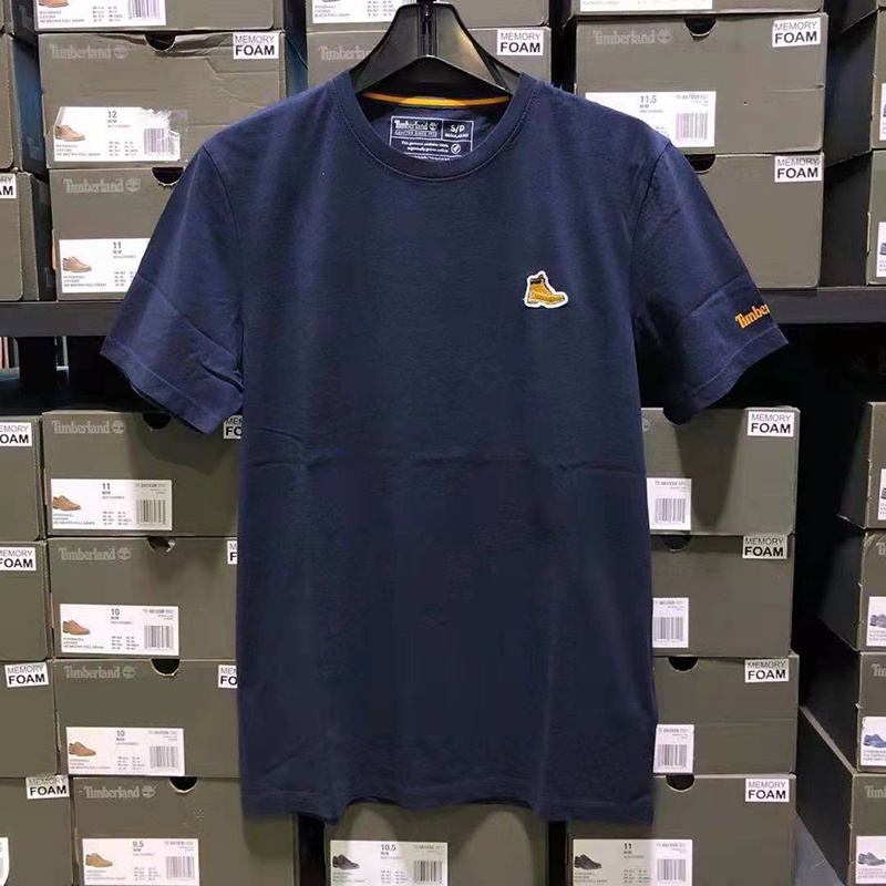 TIMBERLAND Áo Thun Tay Ngắn Cổ Tròn In Logo Giày Vải Cotton Thời Trang Mùa Hè Cho Nam