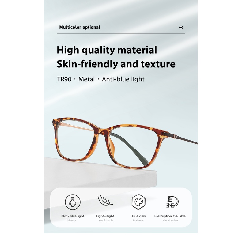 Mắt kính ZELIN WB620 gọng vuông TR siêu nhẹ chống ánh sáng xanh phong cách Âu Mỹ