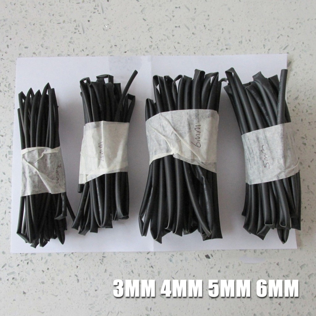 4 Ống Co Nhiệt Màu Đen Đường Kính 3mm 4mm 5mm 6mm Dài 1M