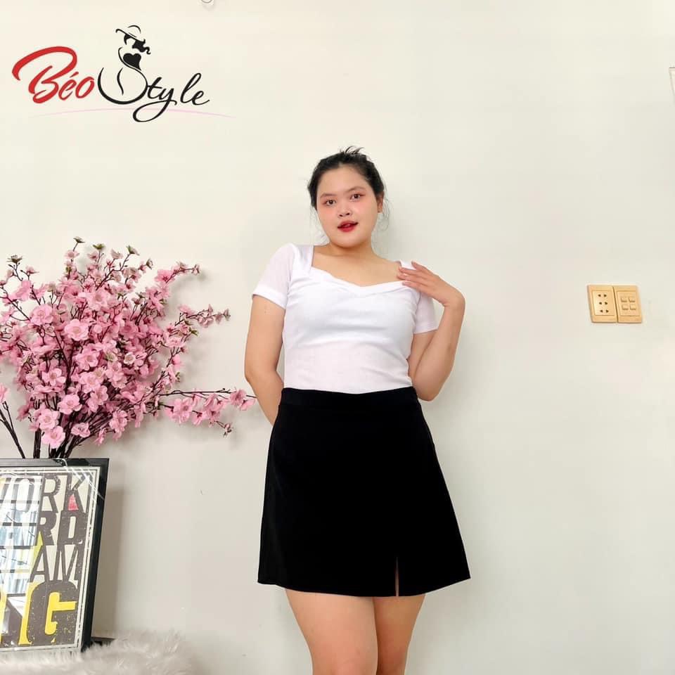 BIGSIZE nữ chân váy công sở chữ A xẻ tà  CVBS006 beostyle cho người béo mập 40-100kg