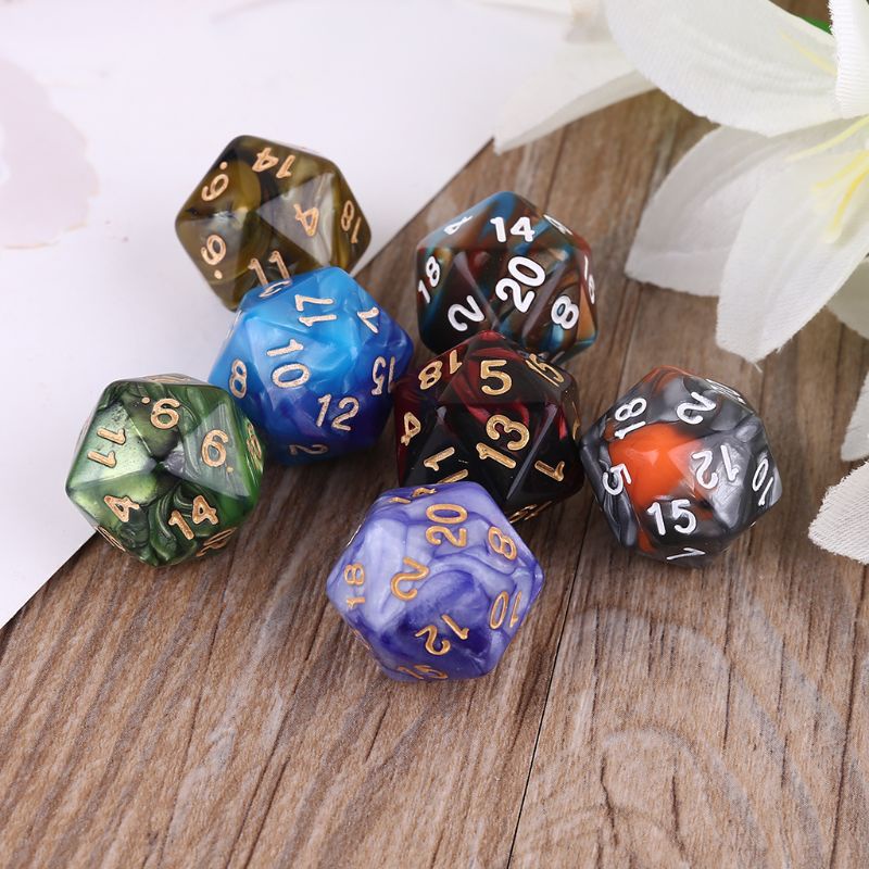 Bộ 7 Xúc Xắc Mặt Số D20 Polyhedral Muti Dùng Để Chơi Game Trong Các Bữa Tiệc
