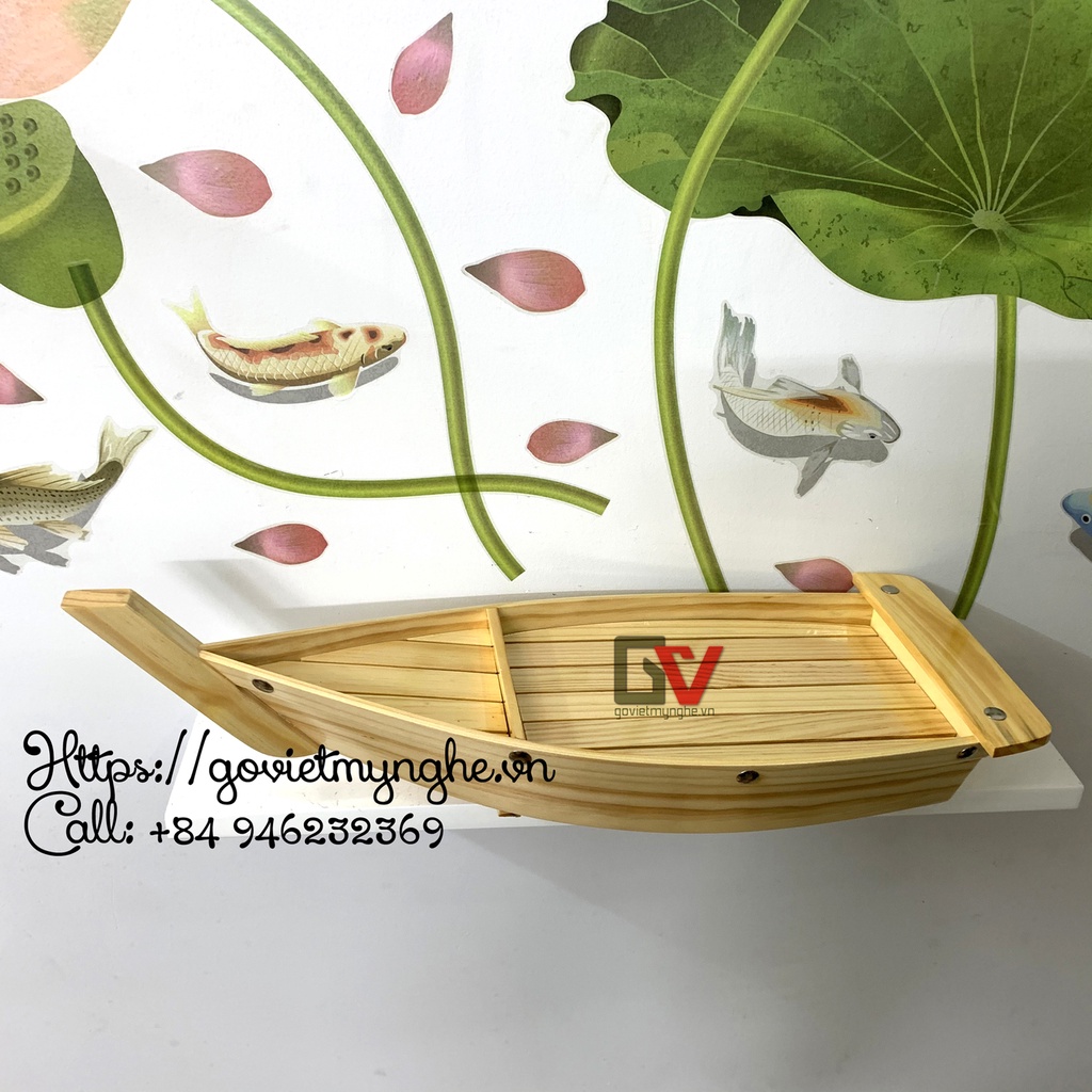 [Dài 48cm - Hàng chuẩn Nhật] Khay gỗ đựng sushi - khay gỗ đựng sashimi hình con thuyền gỗ sushi - Gỗ thông tự nhiên