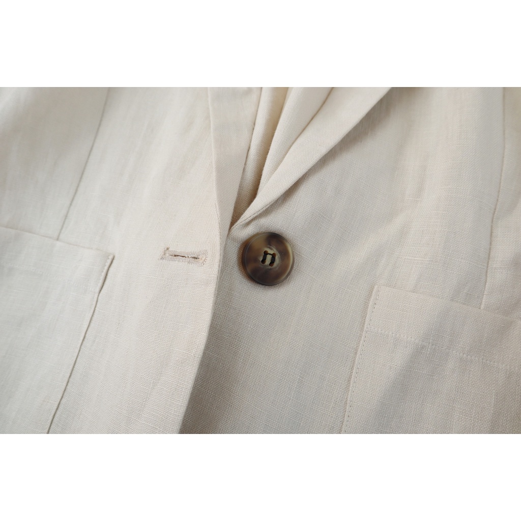 Áo vest linen KACHISA màu kem tay lỡ