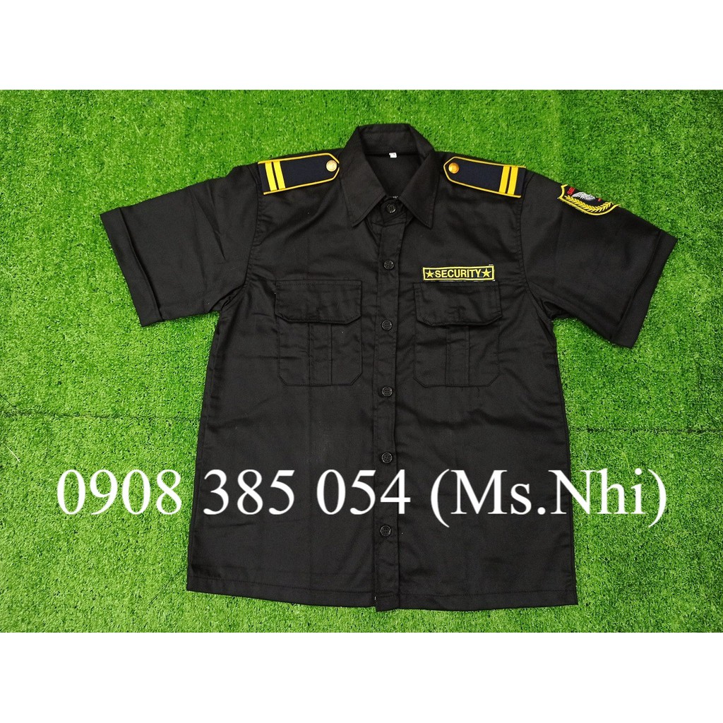 Áo vệ sĩ màu đen kèm logo vải kaki thấm hút mồ hôi- Hình thật