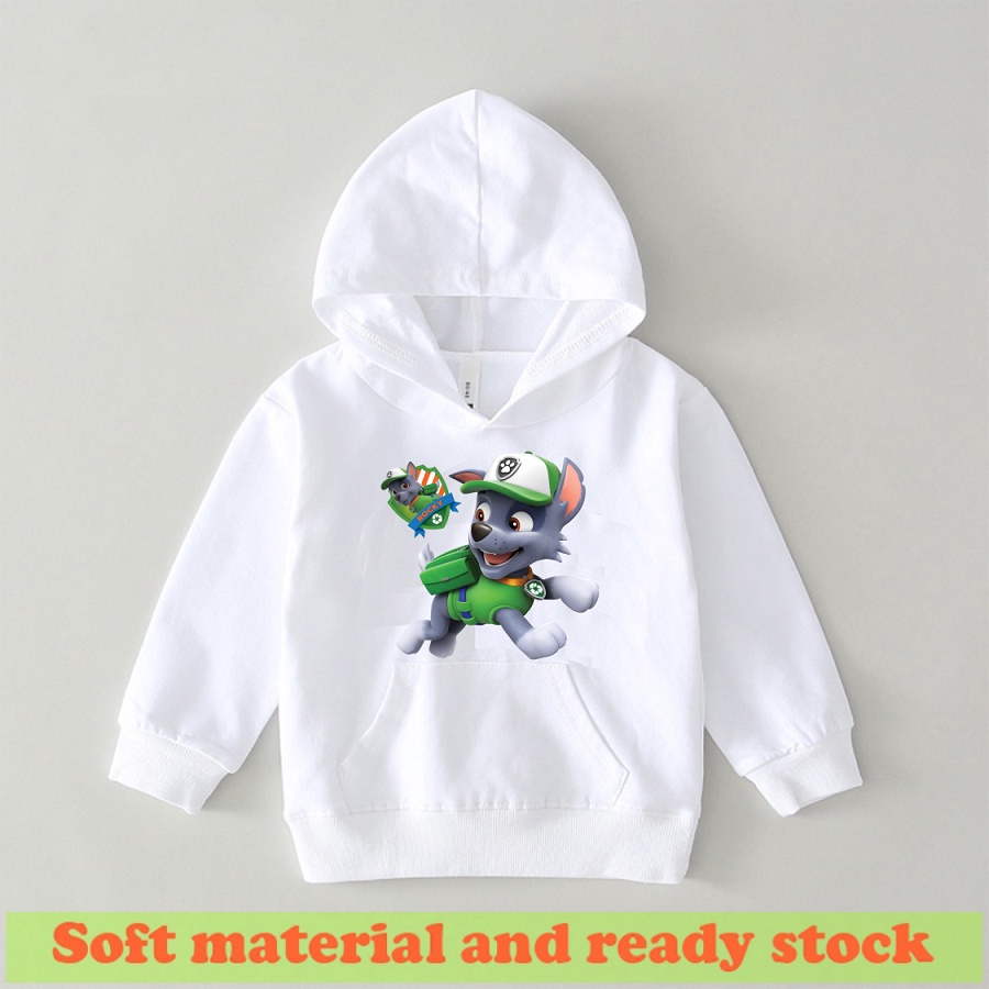 Áo Hoodie màu trắng in hình paw patrol đội chó cứu hộ đủ size cho bé trai bé gái