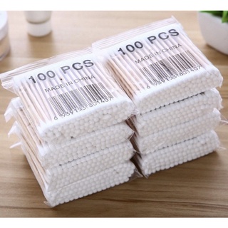 🍀Gói Tăm Bông 100 Que Thân Gỗ