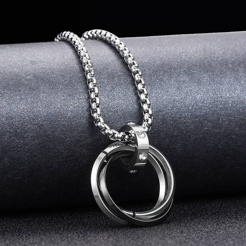 Vòng cổ ba vòng nhẫn phong cách Hip Hop thời trang Hàn Quốc
