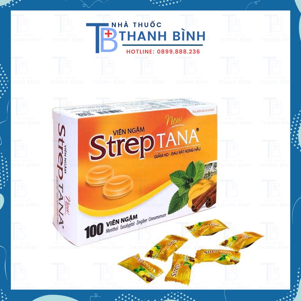 STREPTANA Viên Ngậm Vị Gừng Hỗ Trợ Giảm Rát Họng, Khản Tiếng.