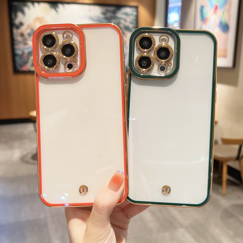 Ốp Điện Thoại Mềm Trong Suốt Chống Sốc Viền Màu Sắc Cho iPhone 14 13 12 11 Pro Max Mini XS XR X 8 7 6 6S Plus + SE 2020