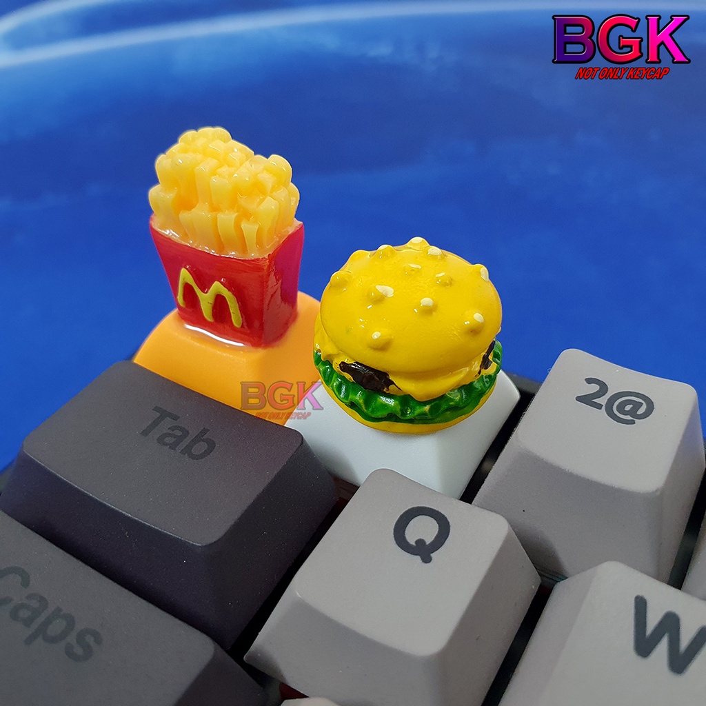 Keycap lẻ hình khoai tây chiên và bánh hamberger siêu dễ thương trang trí bàn phím cơ ( keycap artisan )